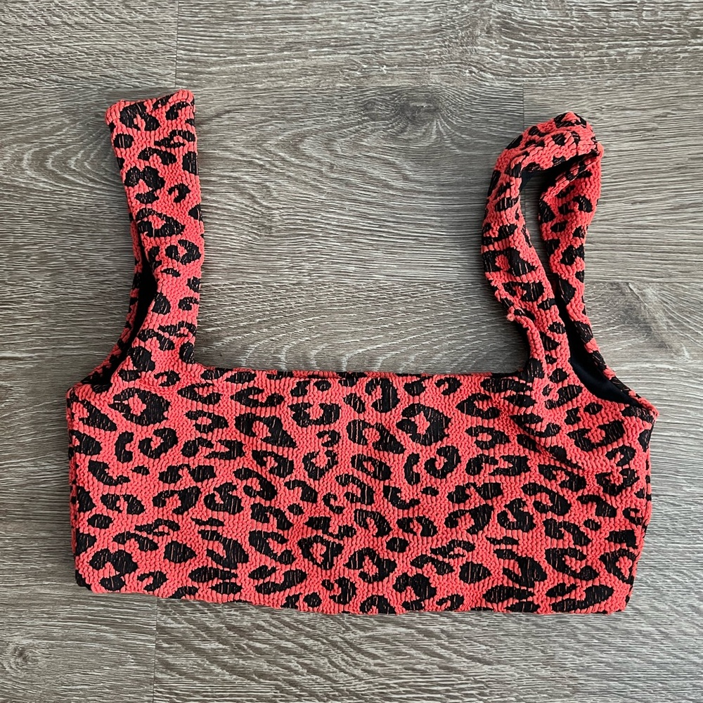 Mara hoffman Leopard Print swim Crop Top sz S